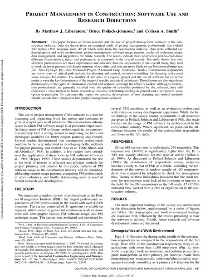 Top Construction Project Management Research Papers in PDF Format