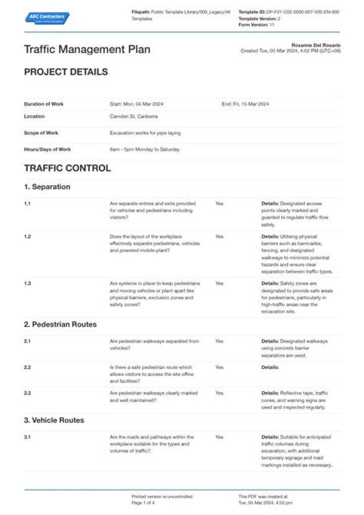 Construction Site Traffic Management Plan PDF – Compliance & Safety Guide