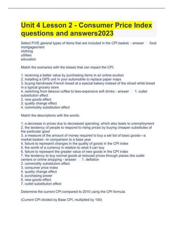 Consumer Price Index Questions & Answers PDF: Essential Guide