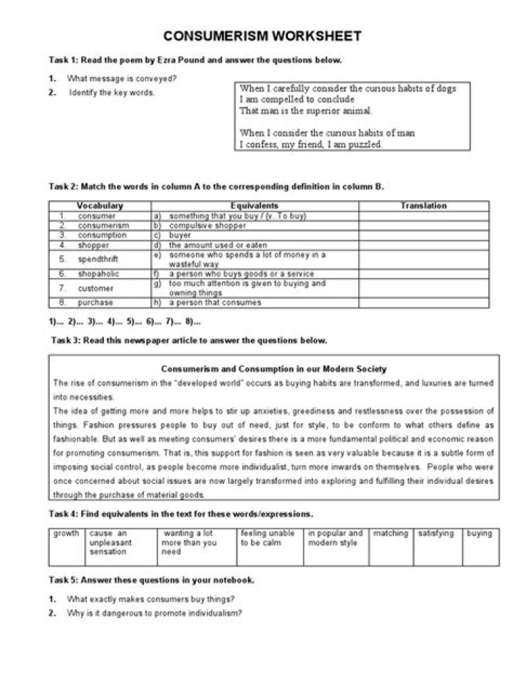 Free Consumerism Worksheet PDF: Analyze Modern Consumer Habits
