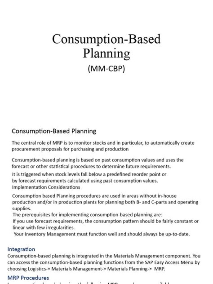 Consumption-Based Planning in SAP MM: Optimize Processes with SAP MM PDF Resources