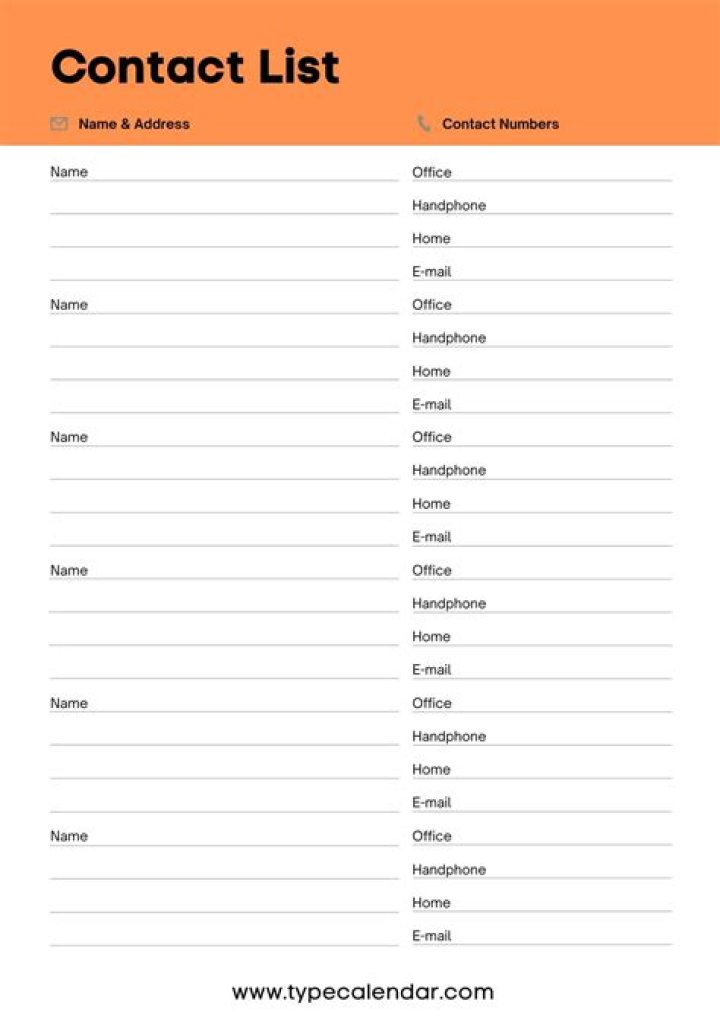 Download Free Contact Number List PDF