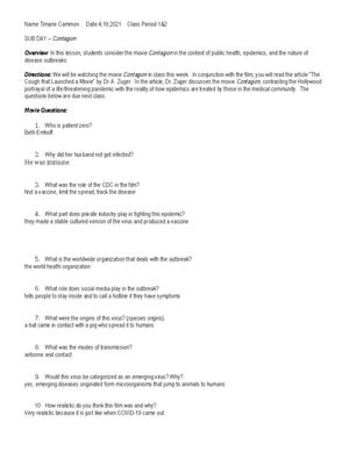 Contagion Movie Questions PDF: Expert Analysis & Discussion Guide