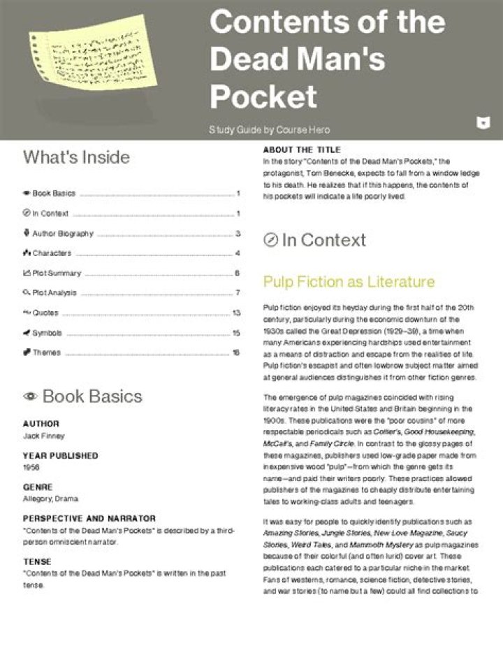 Contents of the Dead Man's Pocket: Essential Questions & Answers PDF