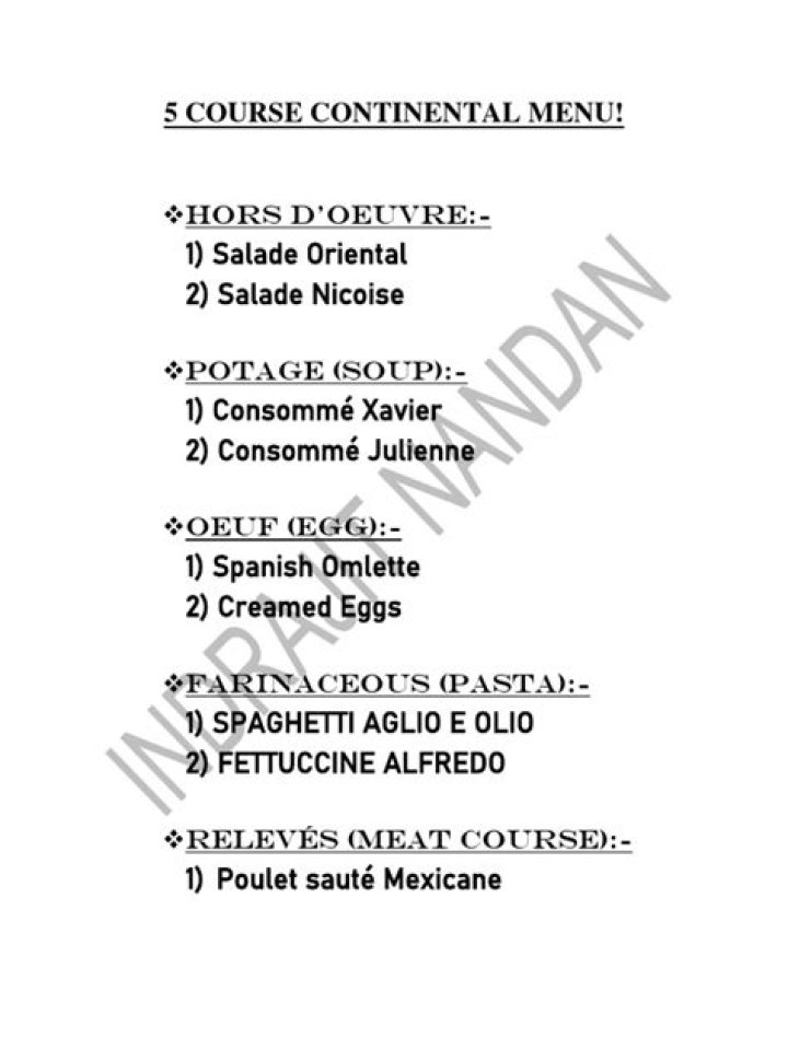 Continental Main Course Menu List PDF – Download Full Restaurant Menu