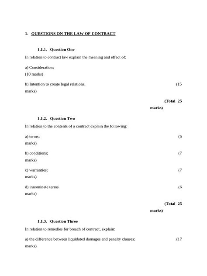 Contract Law Exam Questions and Answers PDF – Free Study Resource