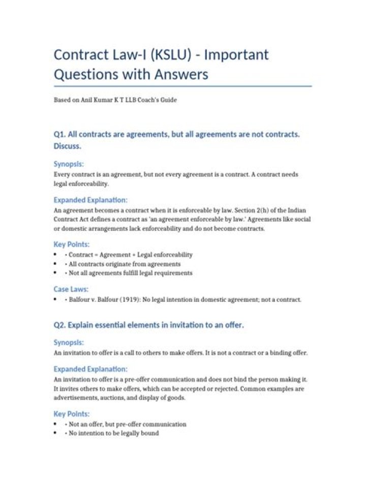 Contract Law Questions and Answers PDF: Expert Legal Guidance