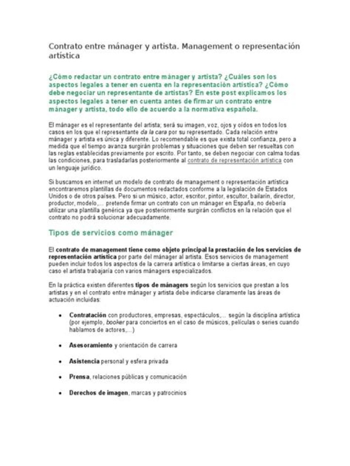 Contrato de Manager a Artista PDF: Guía Legal Completa