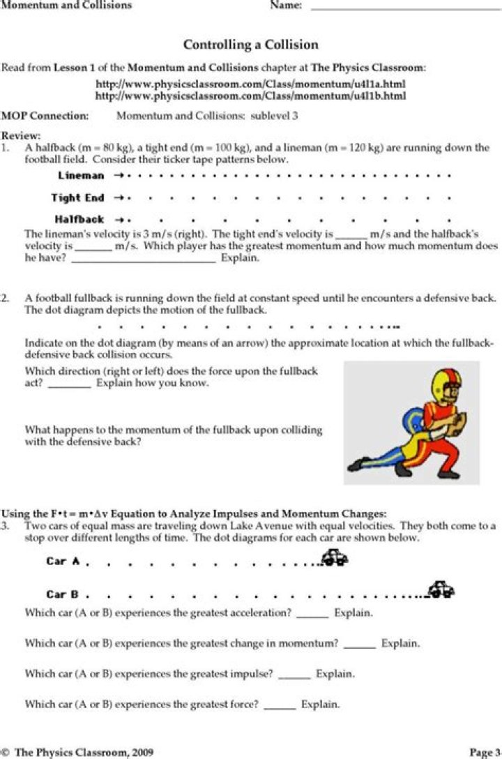 Controlling Collisions: Answer Key PDF for Physics Classroom
