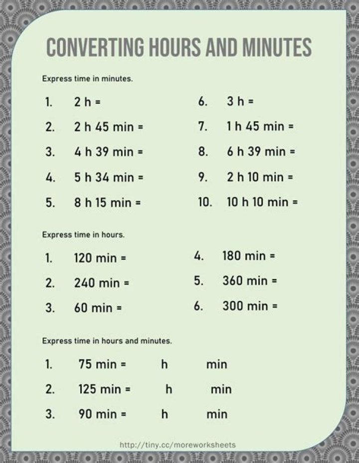 Convert Minutes to Hours: Free Worksheet PDF for Quick Time Conversion