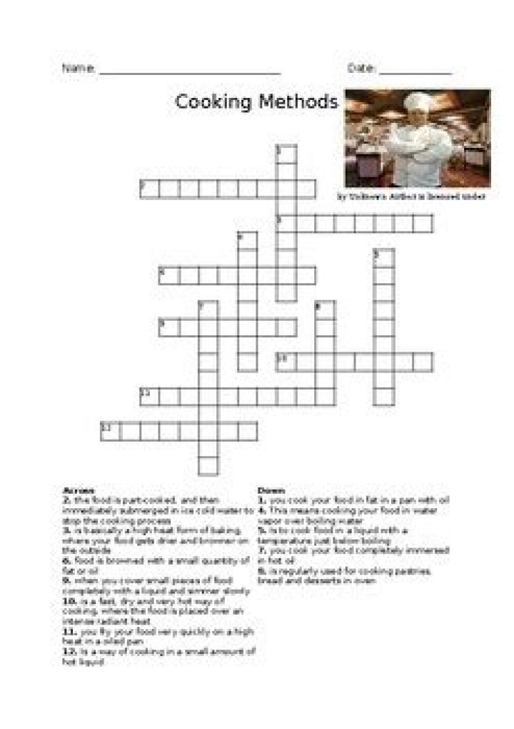 Cooking Methods Crossword Puzzle Answers PDF – Easy & Accurate