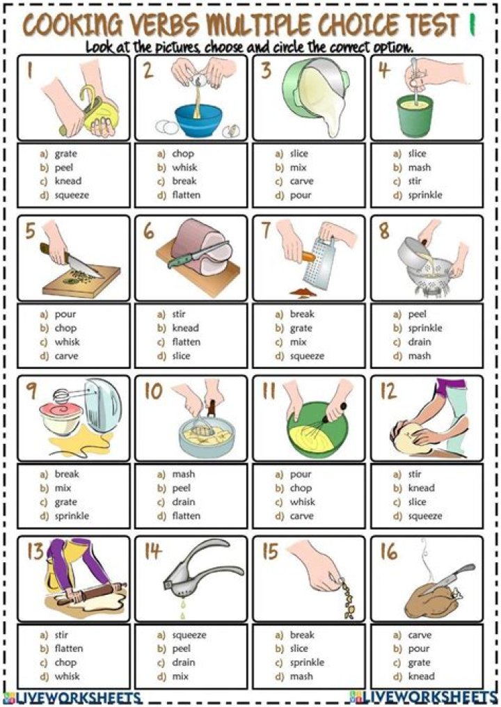 Cooking Vocabulary Worksheets PDF: Learn Food Terms Easily
