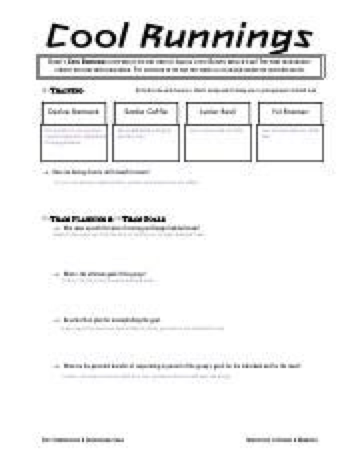 Cool Runnings Worksheet PDF – Perfect Training Printable