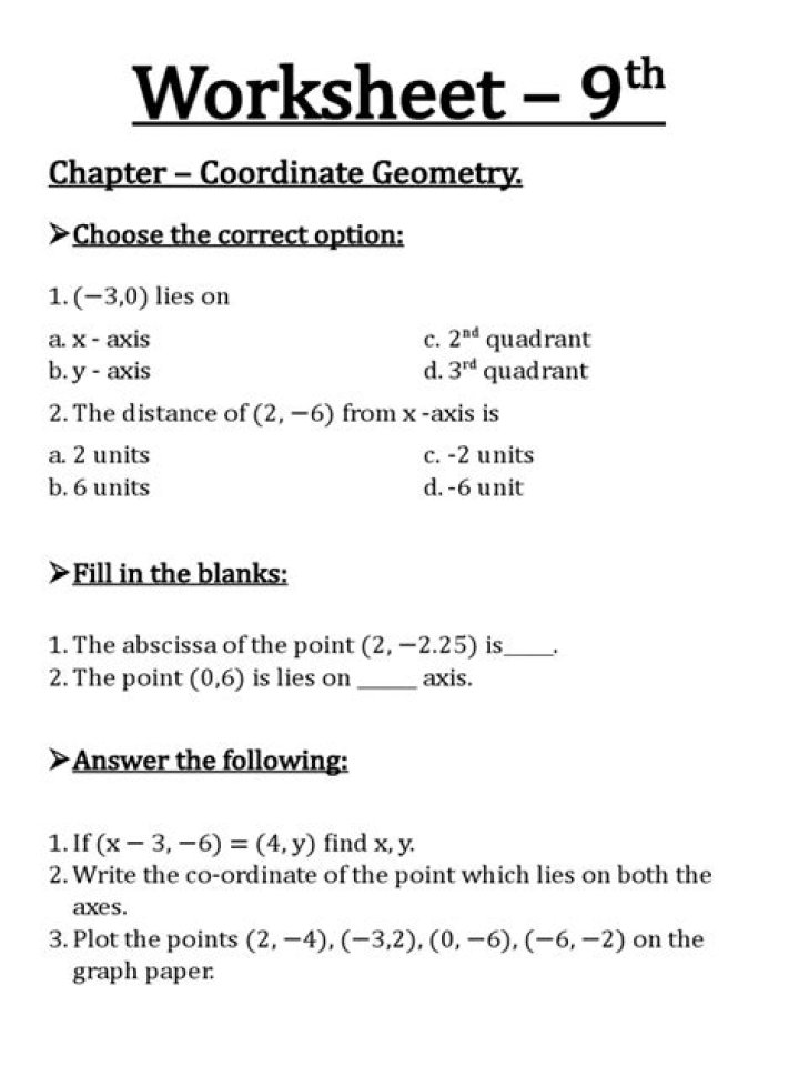 Class 9 Coordinate Geometry Worksheet PDF – Instant Download