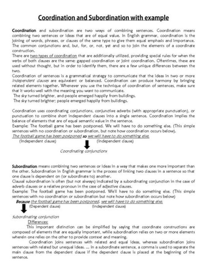 Coordination and Subordination Exercises with Answers PDF: Perfect for Grammar Practice
