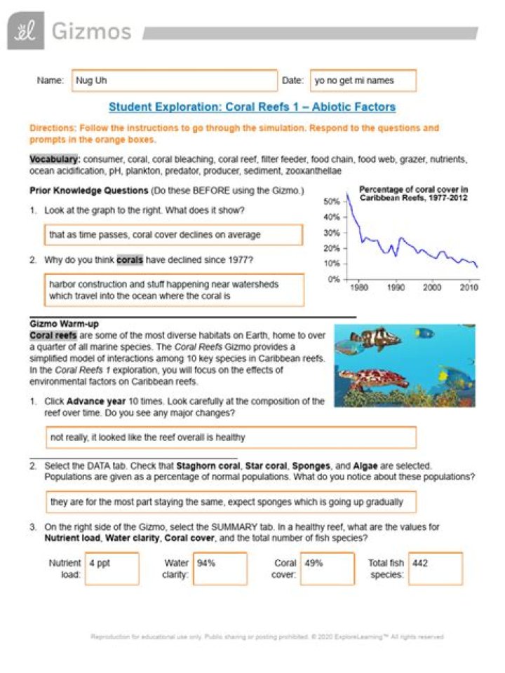 Coral Reefs Abiotic Factors Explained – Gizmo Answer Key PDF