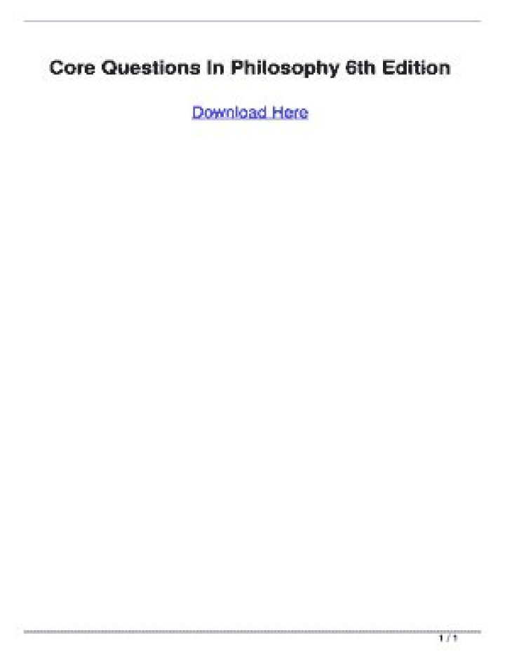 Core Questions in Philosophy PDF: Essential Insights for Deep Understanding