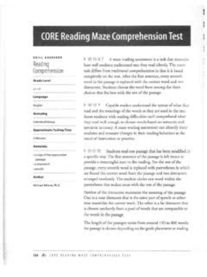 Core Reading Maze Comprehension Test PDF: Master Text Comprehension