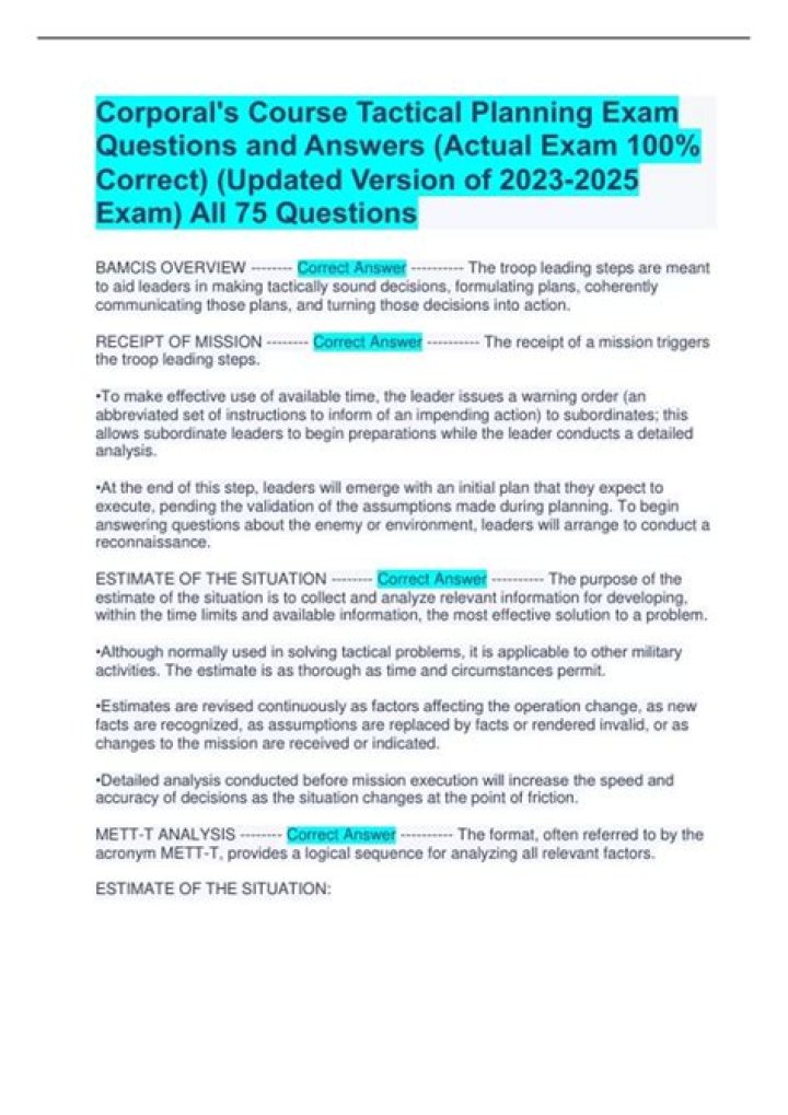 Corporals Course Answers PDF 2022: Complete Study Guide