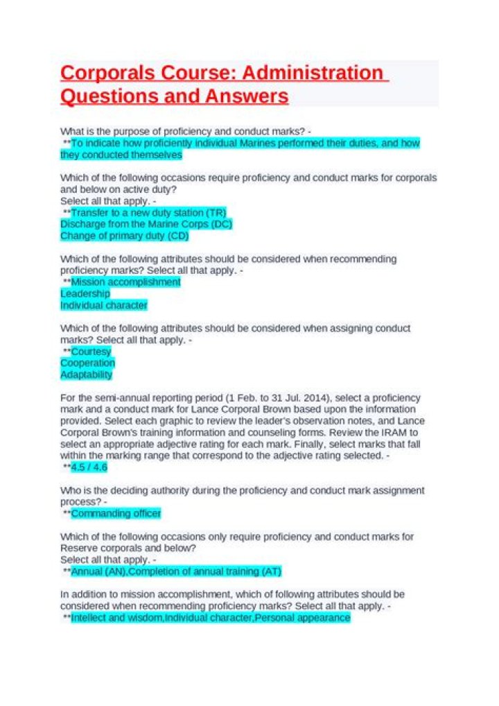 Corporals Course Answers PDF – Complete Guide & Solutions