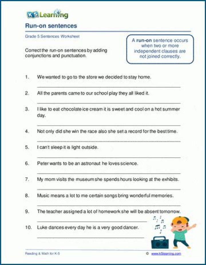 Correct Run-On Sentences: Free PDF Worksheet & Teaching Resources