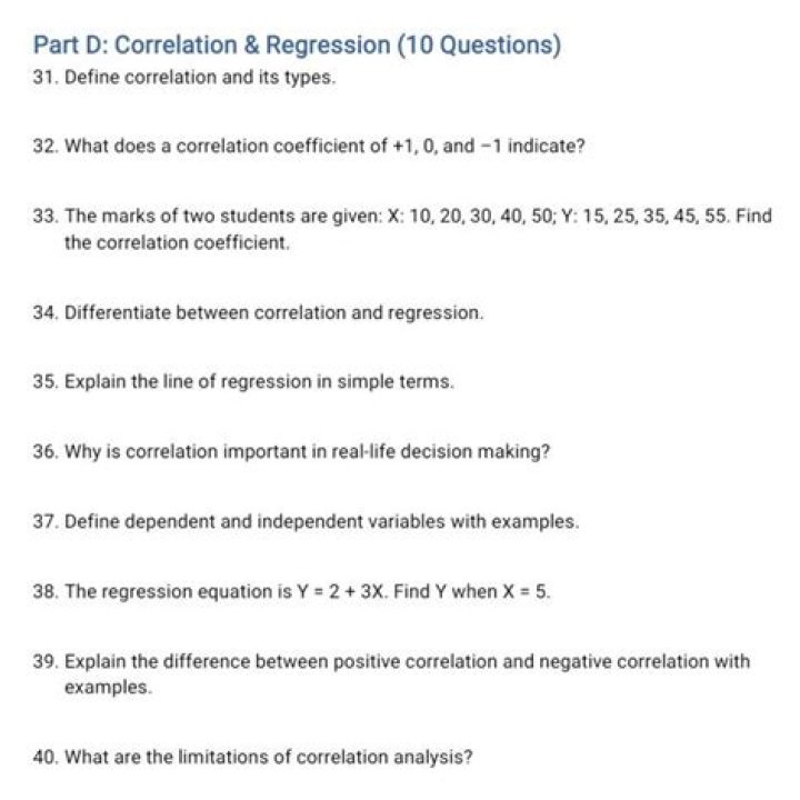Correlation and Regression Questions and Answers PDF – Expert Guide