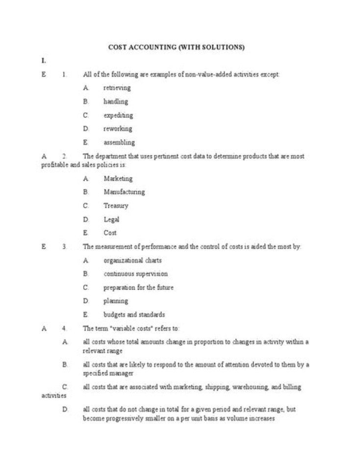 Cost and Management Accounting Questions and Answers PDF – Expert Guidance