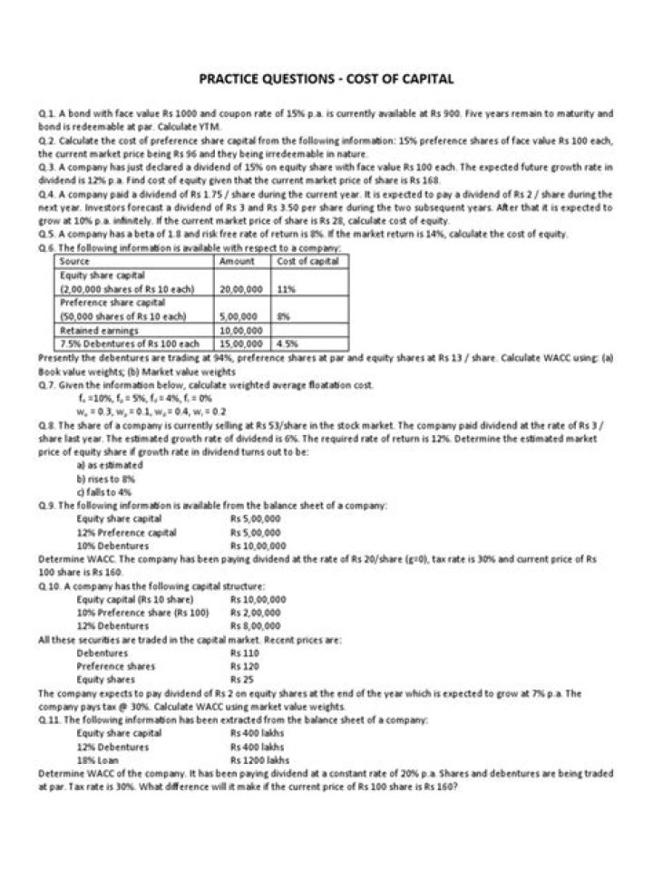 Cost of Capital Questions and Answers: Expert PDF Guide