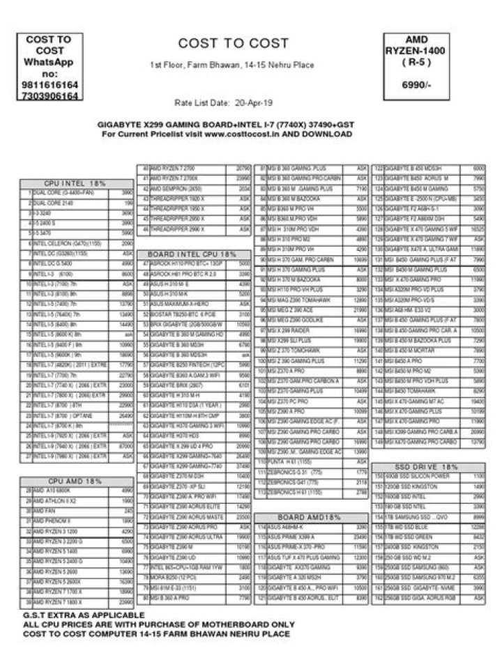 Cost to Cost Price List PDF: Compare & Save Easily