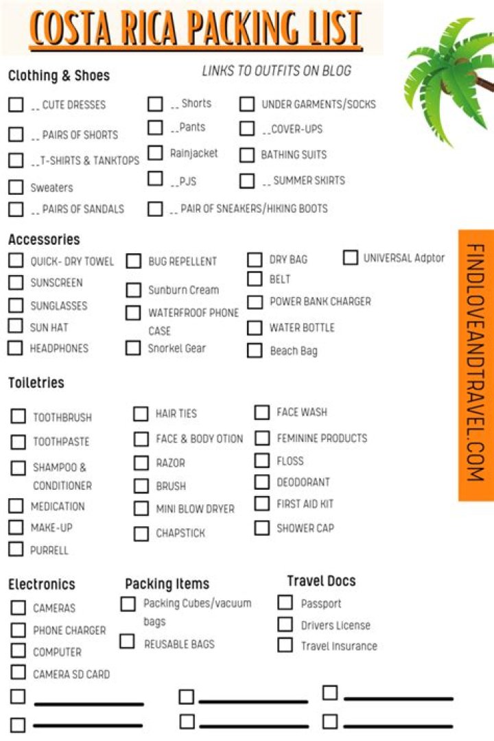 Costa Rica Packing List PDF for Your Tropical Adventure