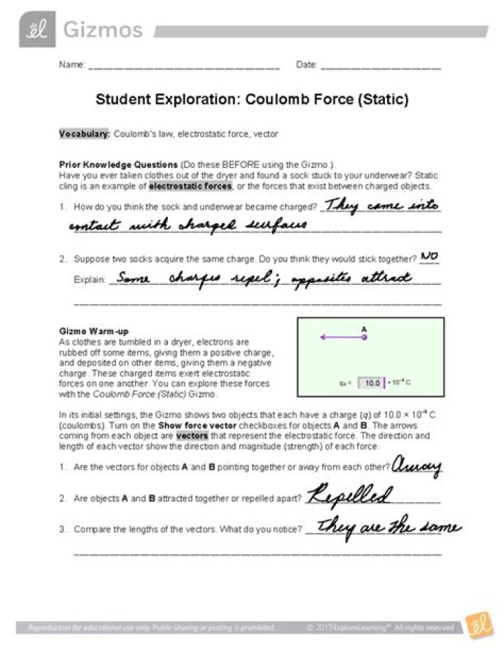 Coulomb Force Gizmo Answers: PDF Guide to Electric Charge Calculations