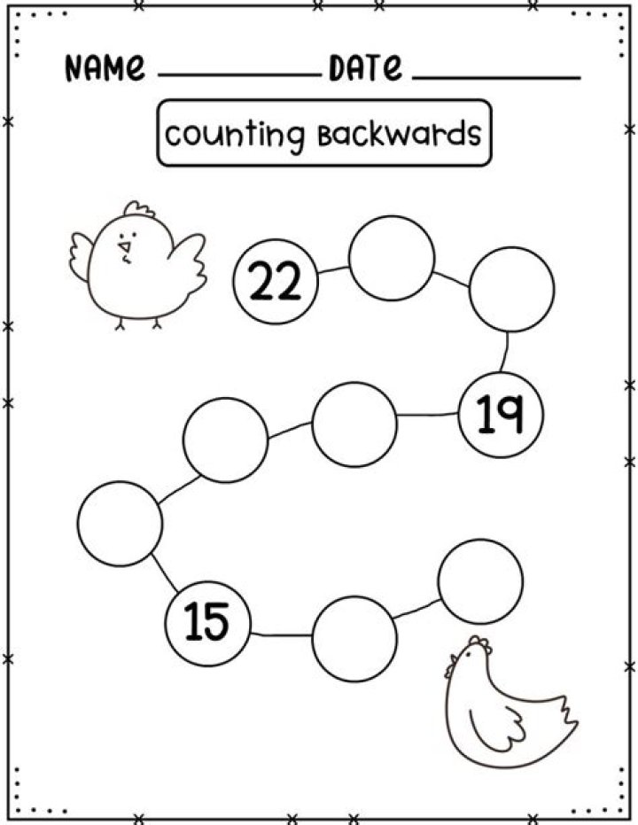 Free Counting Backwards Worksheets PDF – Instant Download