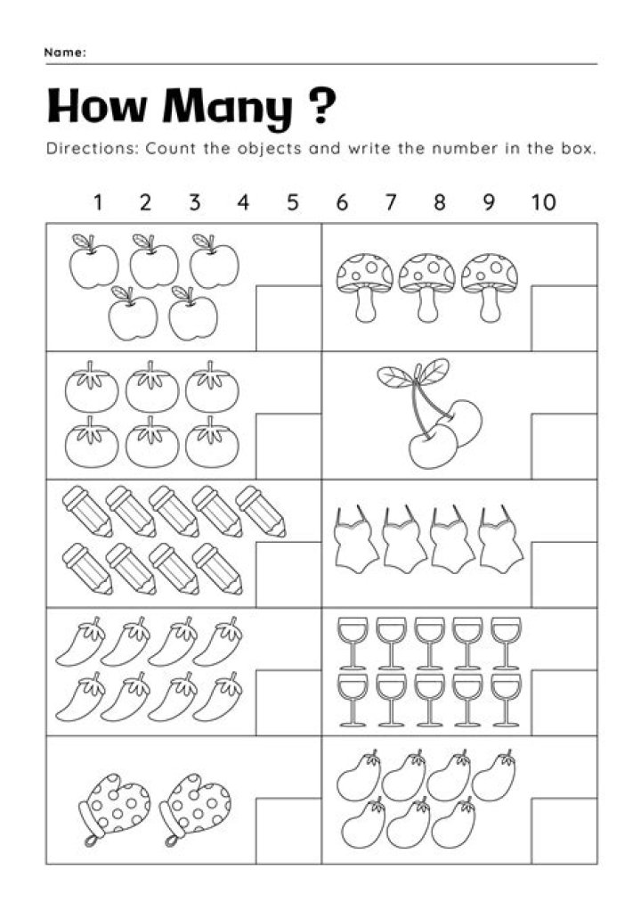 Free Kindergarten Counting Numbers Worksheets PDF – Instant Download