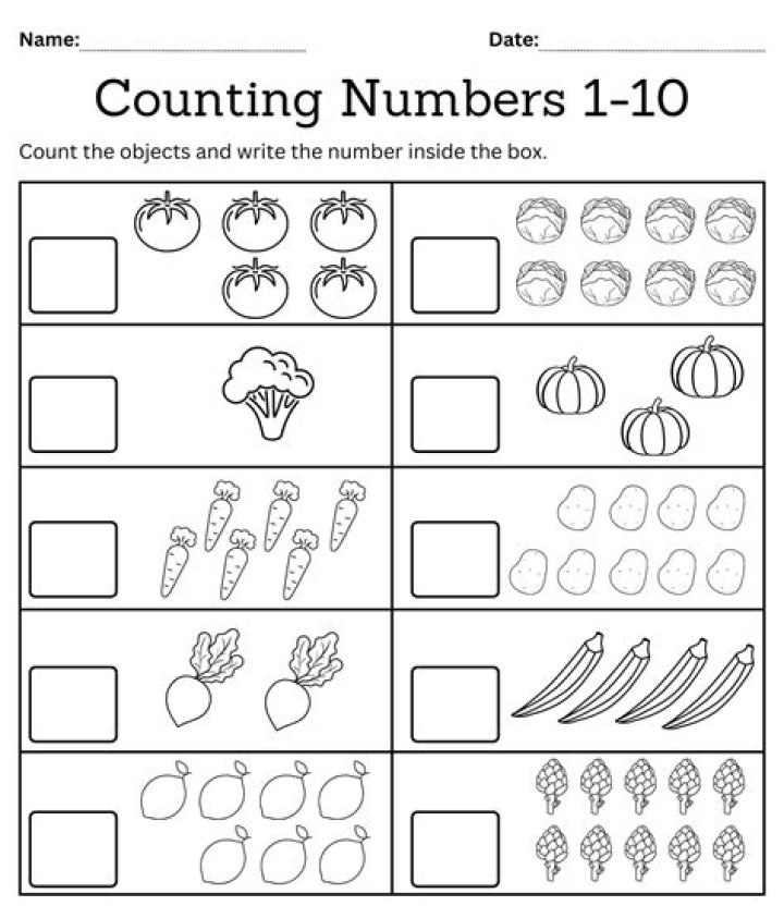 Free Counting Worksheets for Kindergarten PDF – Instant Download