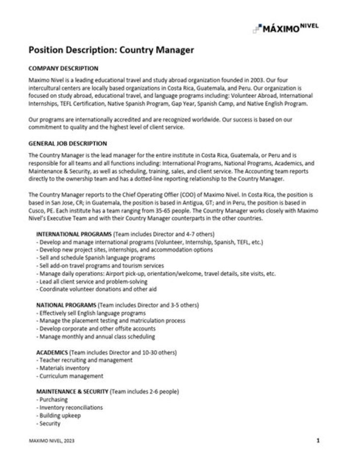 Country Manager Job Description PDF: Full Career Guide