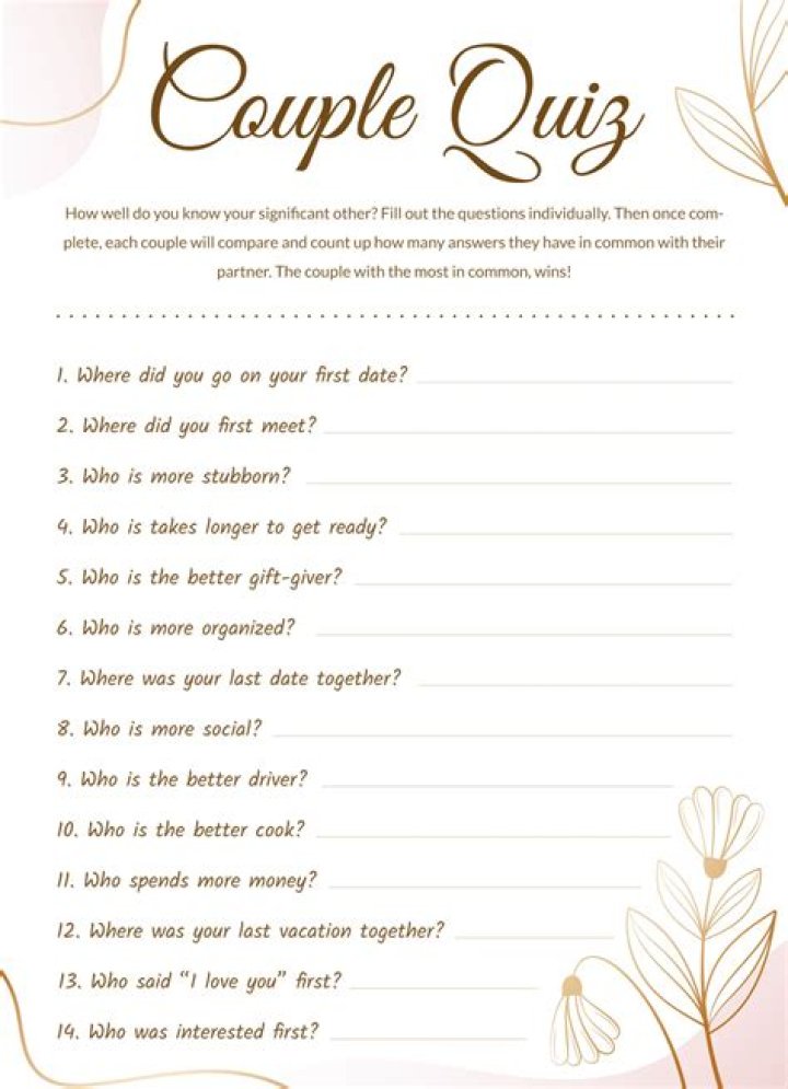 Couple Questions PDF for Romantic Couples