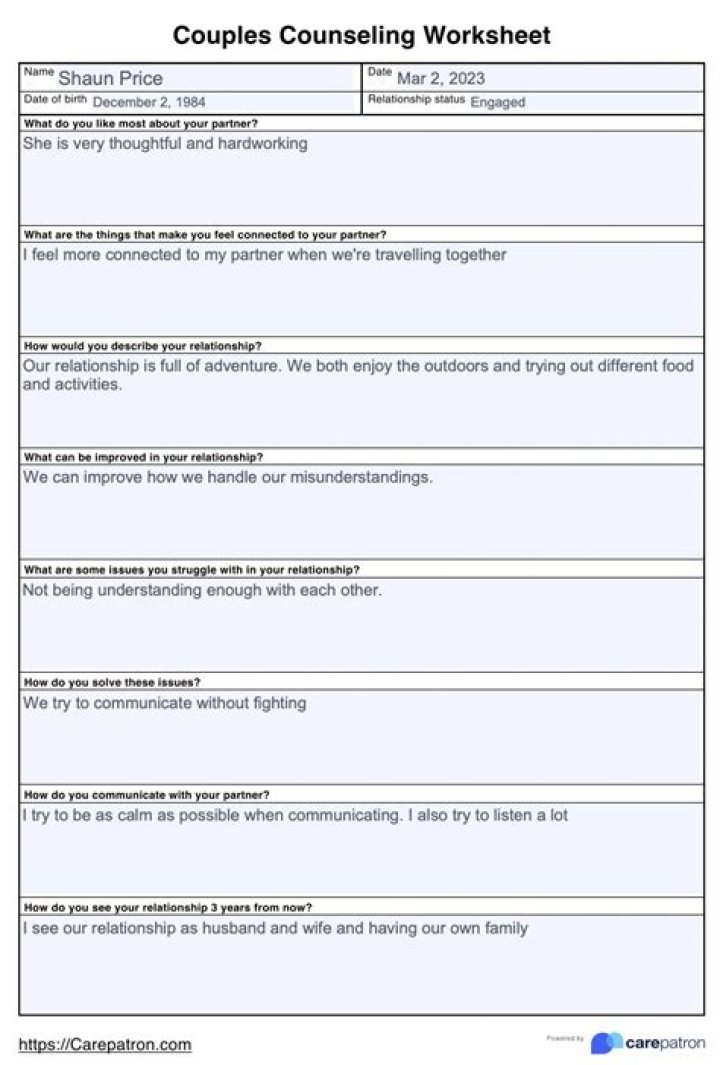 Couple Therapy Worksheets PDF – Free Downloadable Therapy Resources