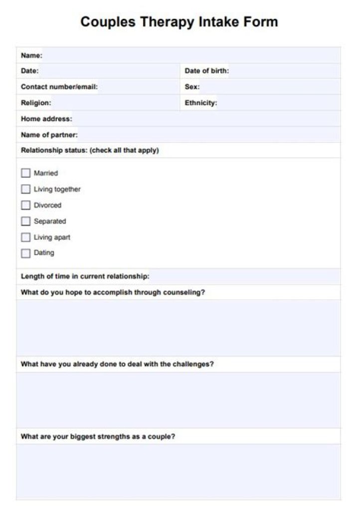 Couples Therapy Intake Questions PDF: Essential Questions to Guide Your First Session