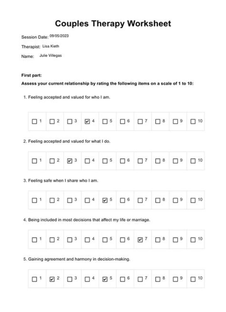 Free Couples Therapy Worksheets PDF for Stronger Relationships