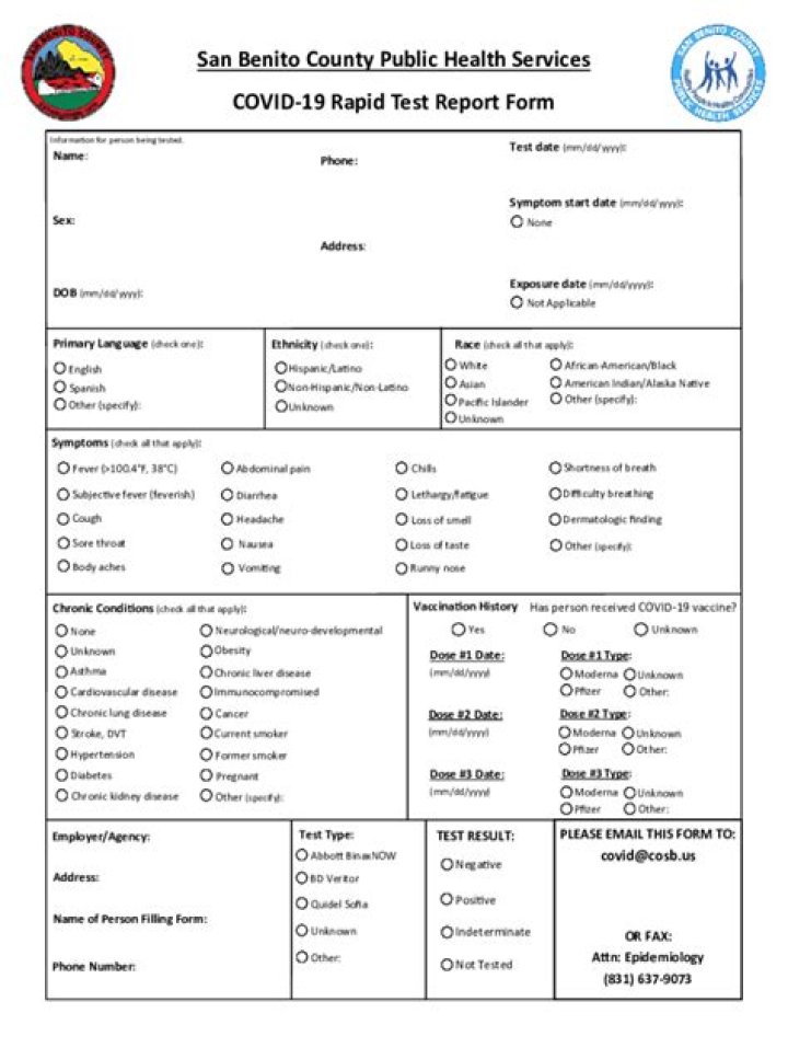 Download COVID-19 Test Form PDF Instantly