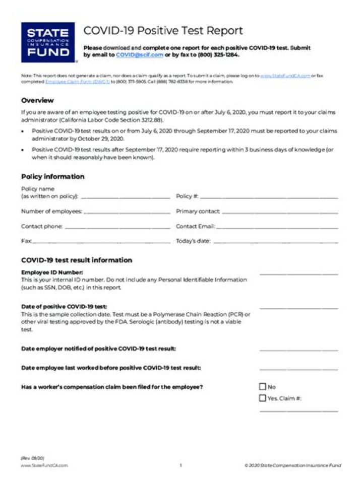 Download Free COVID Positive Test Report Sample PDF