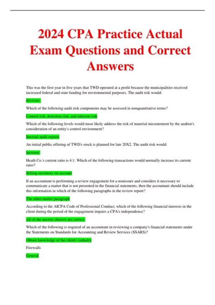 CPA Exam Questions and Answers PDF – Master the Test with Confidence