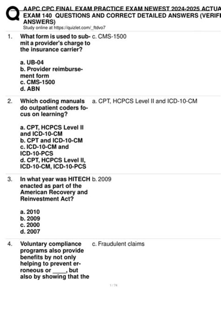 CPC Exam Questions and Answers PDF 2020 – Complete Study Guide