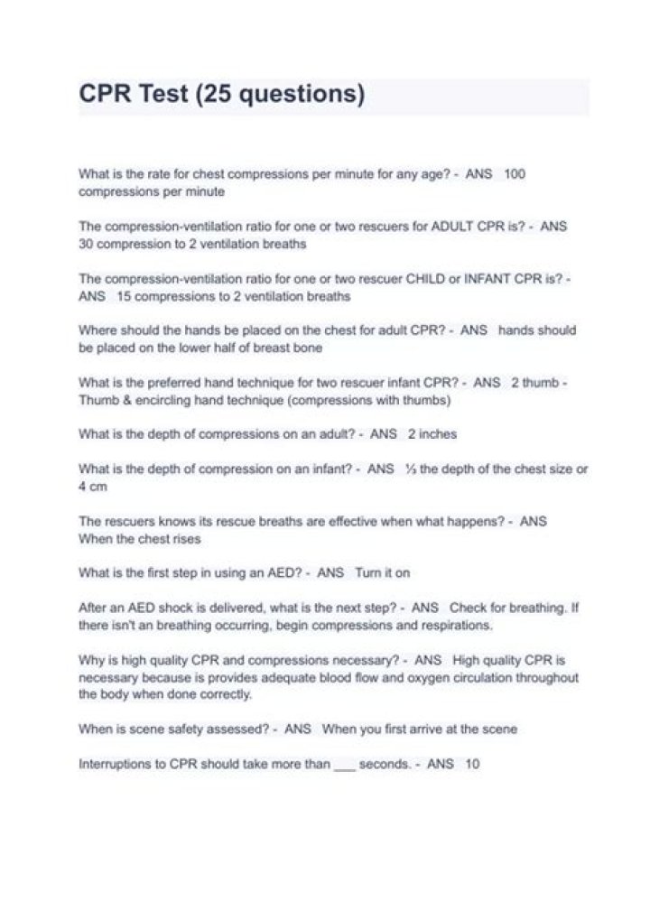Free Download: CPR Questions and Answers PDF for First Aid Readiness