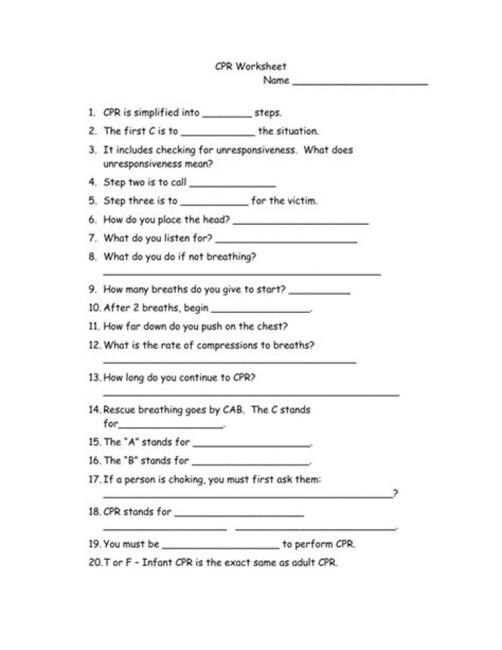 Free CPR Worksheet PDF for Immediate First Aid Training
