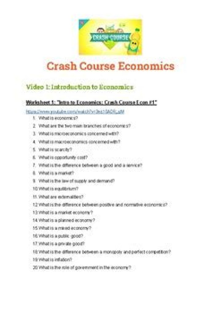 Crash Course Economics Worksheets PDF Answers – Instant Study Guide