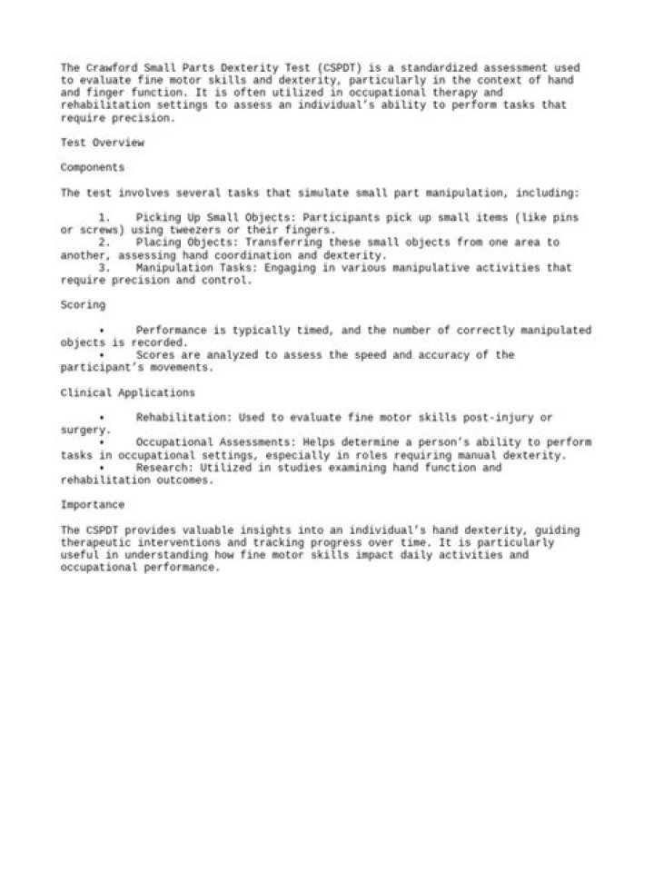 Crawford Small Parts Dexterity Test PDF: Accurate Assessment Tool