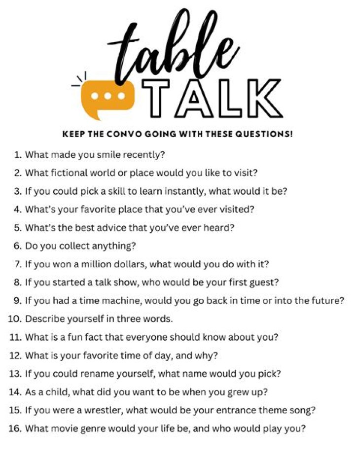 Creative Table Topics Questions PDF for Engaging Conversations