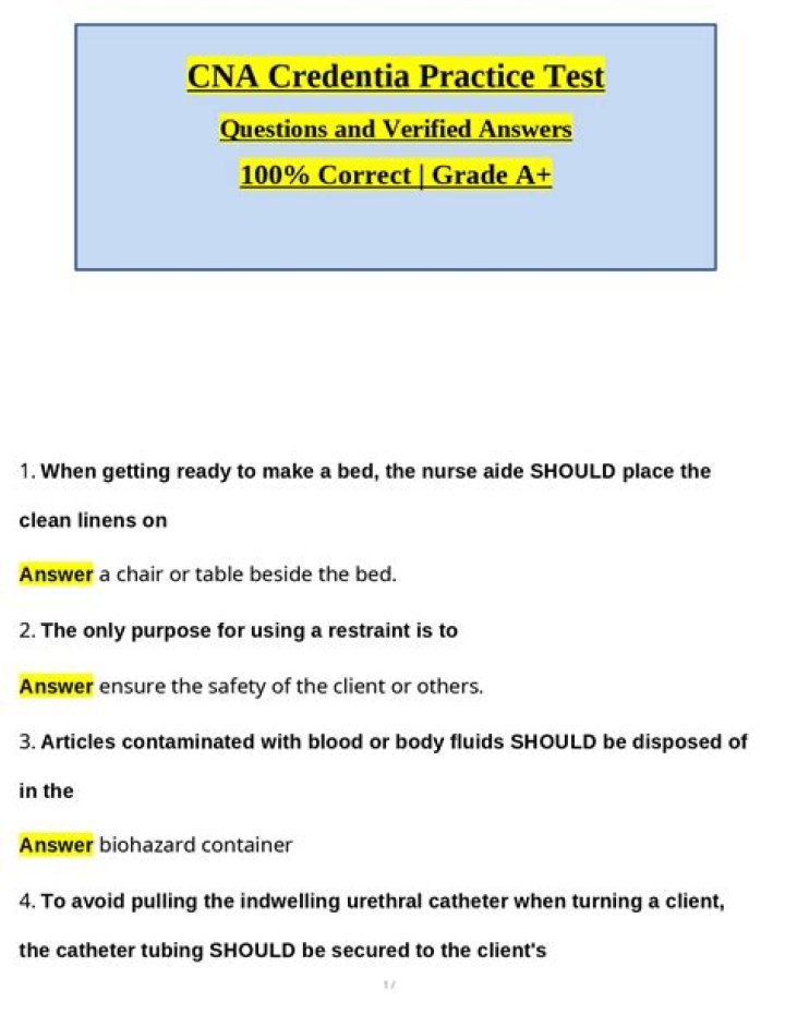 Credentia CNA Practice Test PDF: Free Download for Exam Prep