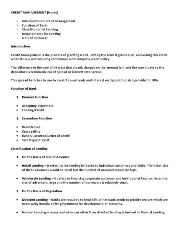 Credit Management Notes PDF: Essential Templates & Tips